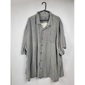 Tommy Bahama Mens 4XLB Grey Silk Diamond Jacquard Short Sleeve Button Down Shirt